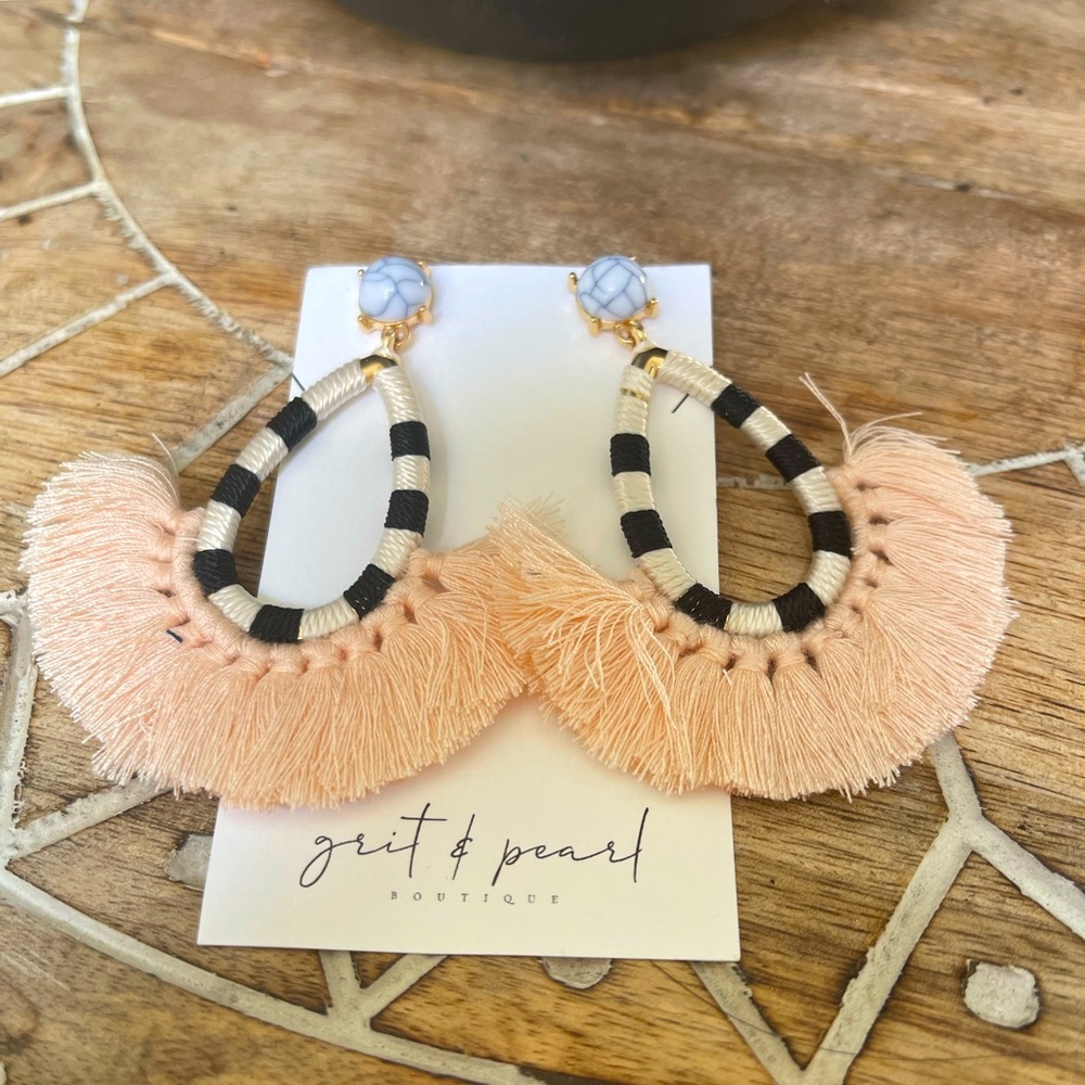 Boho beach babe earrings in light pink